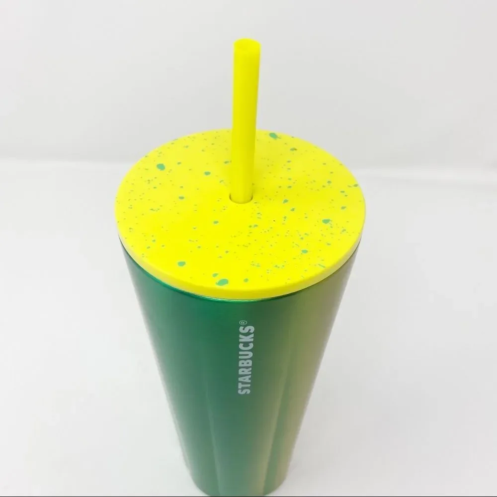 STARBUCKS LIME SPECKLE STAINLESS STEEL COLD CUP VENTI‎ NWT